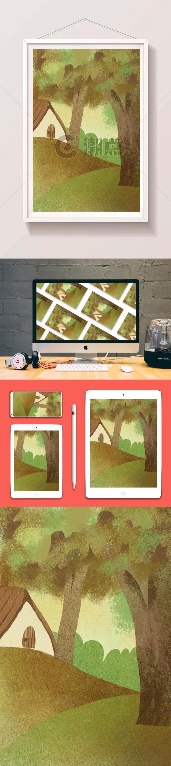 绿色卡通清新乡村绘本背景通用背景1024*4575图片素材免费下载-编号1107844-潮点视频