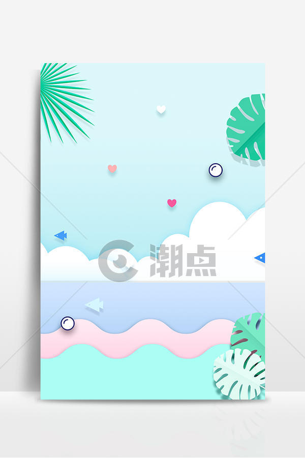 简约湖面剪纸风海报背景通用背景1024*3037图片素材免费下载-编号1144311-潮点视频
