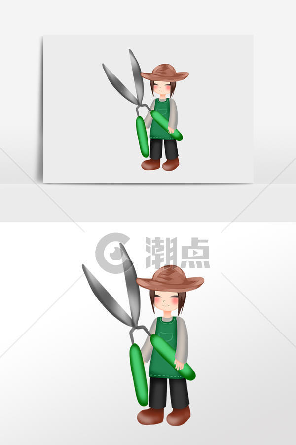 手绘园林园艺修剪花枝人物插画设计元素1024*1540图片素材免费下载-编号1276026-潮点视频