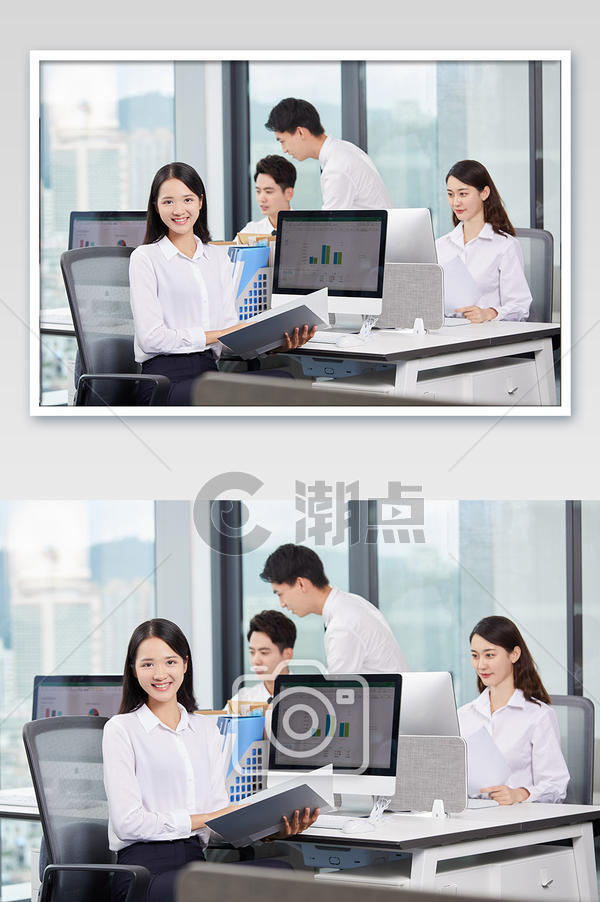 商务办公室团队白领多人女士手拿文件微笑摄影图1024*1540图片素材免费下载-编号1290350-潮点视频