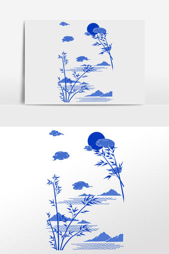 古风蓝色花唯美背景素材插画原画3508 2108图片素材免费下载 编号 潮点视频