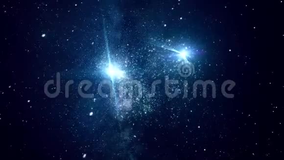 抽象宇宙空间与明亮的恒星动画在晴朗的夜晚的外太空闪耀着璀璨的星光视频的预览图