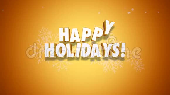 带有黄色背景礼品盒的动画特写快乐假期文本和圣诞老人视频的预览图