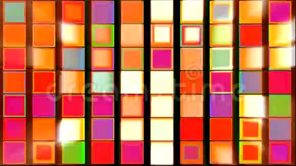 色彩斑斓的壁球与光轮抽象背景视频的预览图
