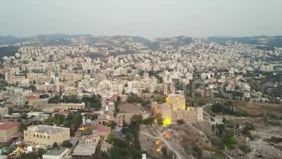 黎巴嫩ByblosJbeil的鸟瞰图中东地中海的历史城市视频的预览图