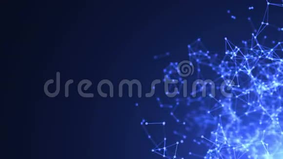 深蓝色背景下三维空间中的分子结构抽象循环动画视频的预览图