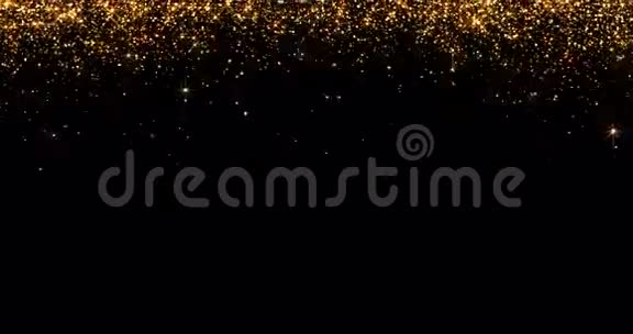 金色闪光的瀑布黑色背景的气泡星星新年快乐视频的预览图