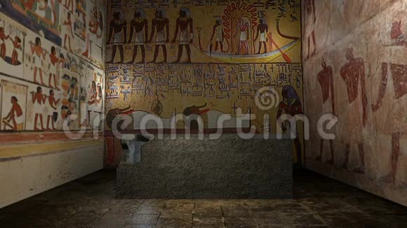 古埃及的动画法老墓与关门3D绘制视频的预览图
