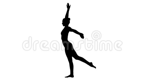 剪影瑜伽姿势女人做伸展腿腿分裂视频的预览图