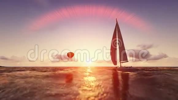 夏季日出气球和游艇航行视频的预览图