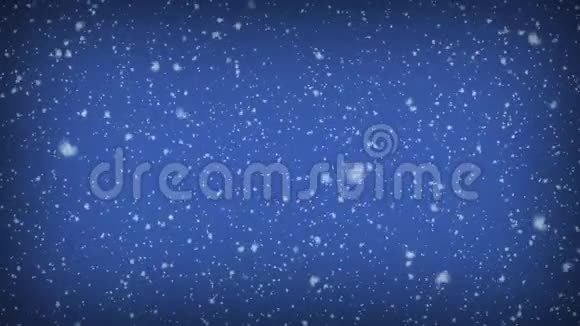抽象蓝色复制空间背景上的现实降雪视频的预览图
