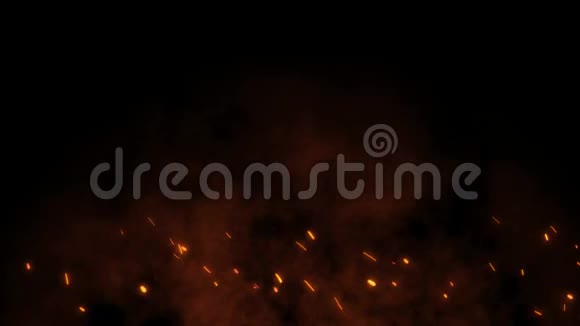 在夜空中燃烧着炽热的火花从大火中飞走了视频的预览图