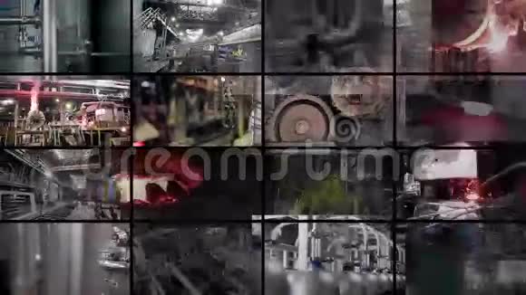 抽象工业背景多屏重工业工厂视频的预览图
