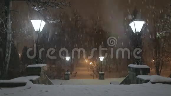 暴风雪中的灯视频的预览图