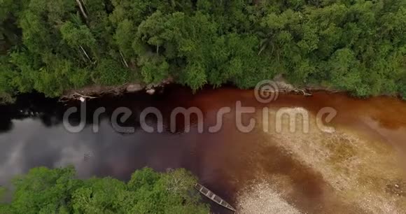 亚马逊丛林中一条河的空中景色视频的预览图