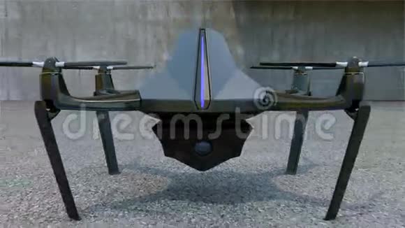 无人机监控摄像机从地面起飞的动画视频的预览图
