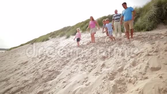 一家人沿着沙丘奔驰视频的预览图