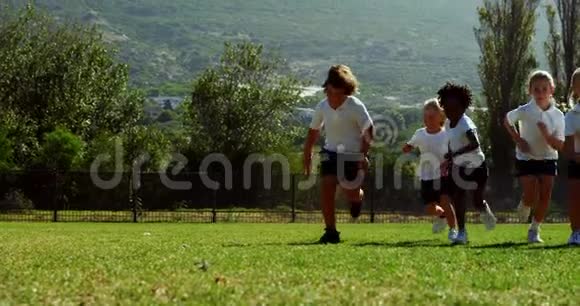 孩子们在比赛中在公园里跑步视频的预览图