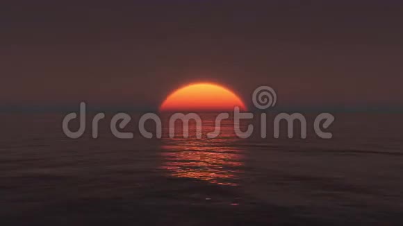 大太阳升起过海洋日出时间流逝视频的预览图