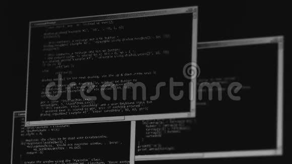 网络攻击概念病毒蠕虫加密成软件代码黑白的视频的预览图