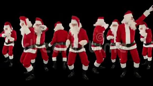 圣诞老人与黑人跳舞圣诞节背景阿尔法马特股票镜头视频的预览图