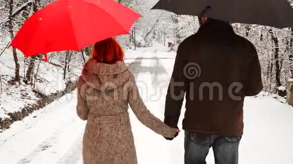在公园里散步的夫妇视频的预览图