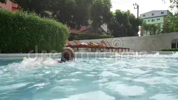 孩子爬进游泳池视频的预览图
