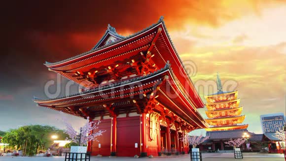 东京日本Asakusa寺的Sensojiji视频的预览图