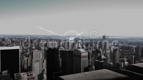 与数据连接的城市天际线鸟瞰图视频的预览图