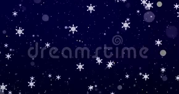金色的纸屑雪花和波克灯在蓝色的圣诞背景上视频的预览图