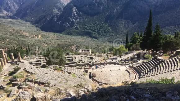 关于圆形剧场的观点在希腊德尔菲的考古遗址4k视频视频的预览图