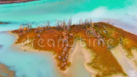 喀纳斯河秋景空中摄影4k视频的预览图