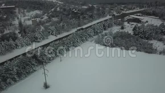 雪地里的田野和树木视频的预览图