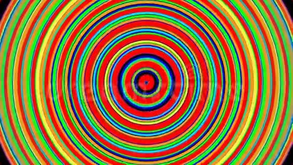 彩虹色同心圆生长无缝循环平滑3D动画摘要背景视频的预览图