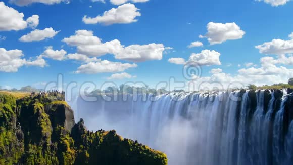 维多利亚瀑布和赞比西河对蓝天津巴布韦视频的预览图