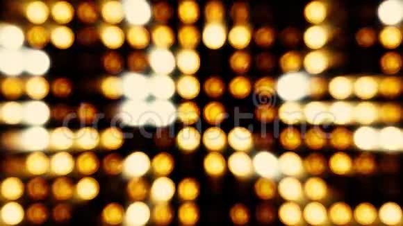 LED墙上闪烁灯泡或舞台灯光投影仪的动画明亮的舞台灯光闪烁视频的预览图