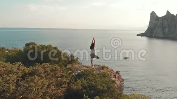 空中观景女人做瑜伽视频的预览图