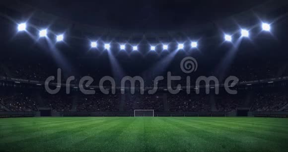 夜晚的大型足球场灯光如同无缝的环形视频的预览图