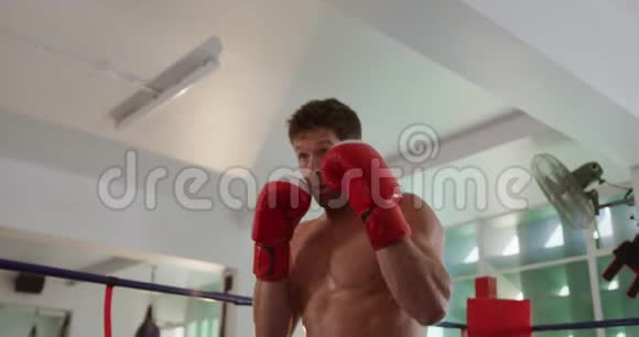 白人男子拳击在拳击馆视频的预览图