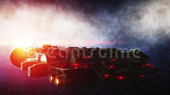 宇宙飞船地球行星奇妙的景色真实金属表面船位移和法线图视频的预览图