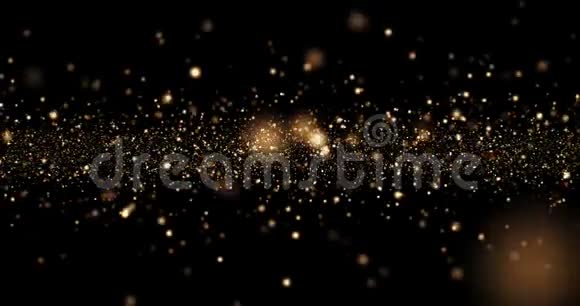 圣诞金光闪闪的粒子在黑色的背景上闪闪发光节日祝贺新年快乐视频的预览图