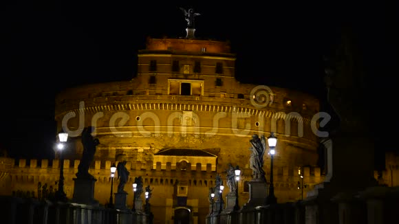 城堡圣特安杰洛在罗马过夜视频的预览图