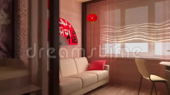 日本风格的3D房间内部视频的预览图