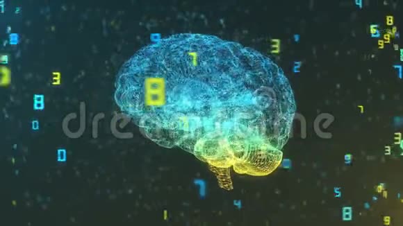 数字计算机大脑和浮动数字大数据和统计视频的预览图
