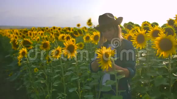 女孩在看向日葵视频的预览图