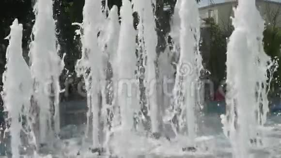 城市喷泉的几条水流视频的预览图