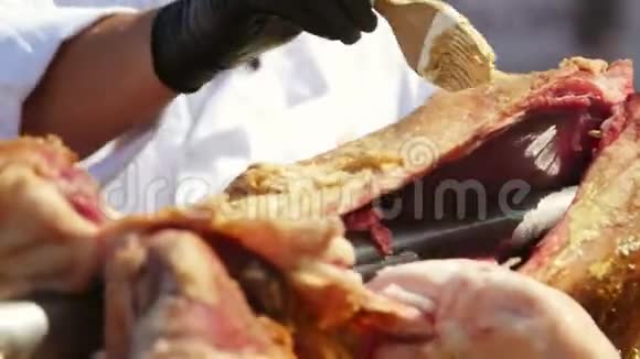 吐出来的烤羊肉视频的预览图