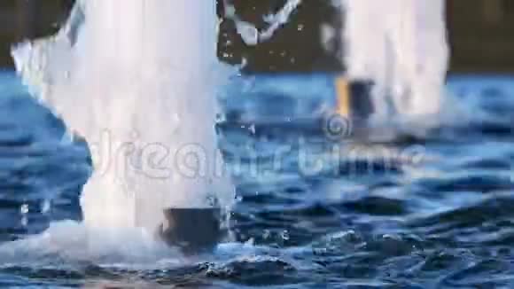 游泳池里的蓝水喷泉视频的预览图