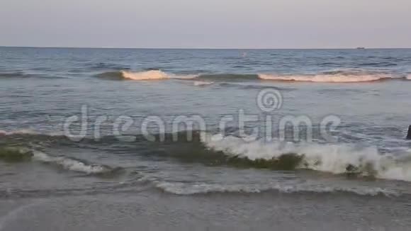 女孩沐浴在波浪中视频的预览图