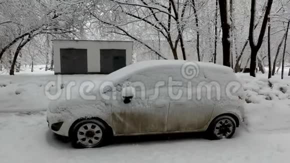 汽车上覆盖着雪视频的预览图